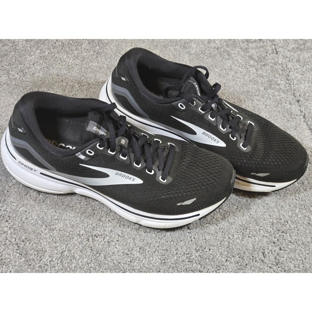 Brooks Ghost 15 Womens Running Shoes Black White Sneakers 1203801B444